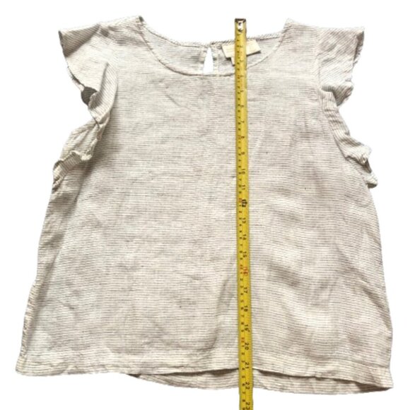 Catherine Malandrino flutter sleeve 100% linen top blouse - Picture 13 of 13